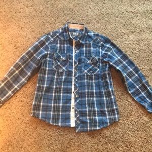 Boys Bke size medium for a snap plaid shirt